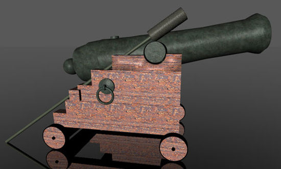 Picture of Old Black Powder Cannon and Ramrod Props