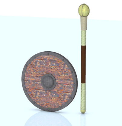 Picture of Viking Shield and Decorative Fighting Mace Weapon Props