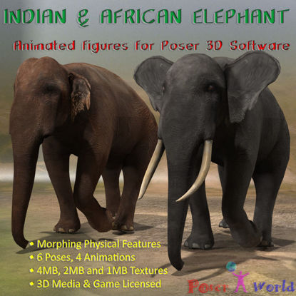 	Indian and African Elephant (Figures for Poser)