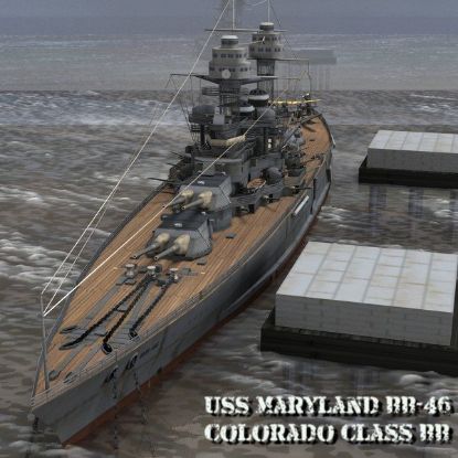 Battleship U.S.S Maryland BB-46 for Poser Software and DAZ 3D Studio