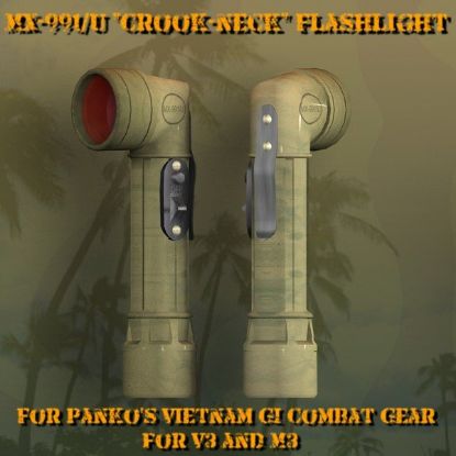 MX-991U Crook-Neck Camping Flashlight for Poser 3D Software and DAZ 3D Studio